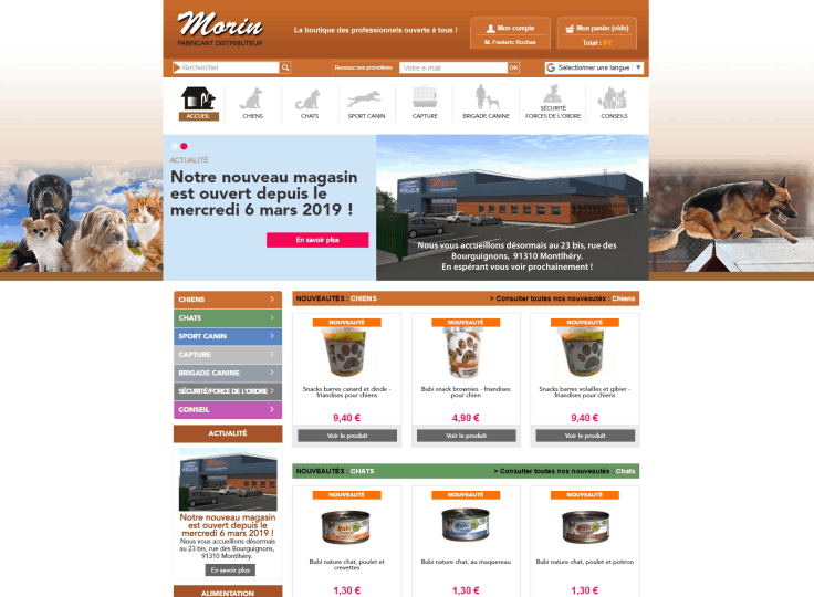 Site Internet animalerie Morin en Essonne