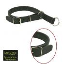 Collier �trangleur, cuir cousu double - Noir