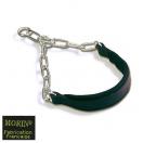 Collier semi-�trangleur cha�ne / cuir - Noir