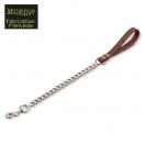Laisse chaine pour tr�s gros chiens, poign�e rivet�e en cuir