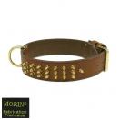 Collier chien en cuir clout� dor� cousu double - image 1