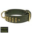 Collier chien en cuir clout� dor� cousu double - image 2