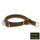 Collier �trangleur cuir cousu double - Marron