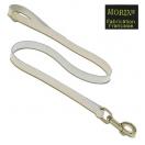 Laisse cuir cousue - Chrom� blanc
