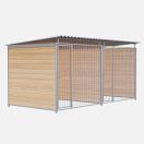 Chenil bois MKS - PROTECTA double 4 x 2 m avec 1 s�paration, 2 portes - Fa�ade en barreaux - image 2
