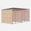 Chenil bois MKS - PROTECTA double 4 x 2 m avec 1 s�paration, 2 portes - Fa�ade en grillage - image 2