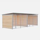 Chenil bois MKS - PROTECTA double 6 x 2 m avec 1 s�paration, 2 portes - Fa�ade en grillage - image 2