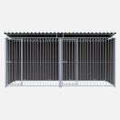 Chenil MKS en composite WPC - ETERNA - double 4 x 2 m avec 1 s�paration, 2 portes - Fa�ade en barreaux
