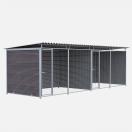Chenil MKS en composite WPC - ETERNA - double 6 x 2 m avec 1 s�paration, 2 portes - Fa�ade en barreaux - image 2
