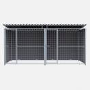 Chenil MKS en composite WPC - ETERNA - double 4 x 2 m avec 1 s�paration, 2 portes - Fa�ade en grillage