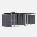 Chenil MKS en composite WPC - ETERNA - double 6 x 2 m avec 1 s�paration, 2 portes - Fa�ade en grillage - image 2