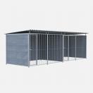 Chenil MKS en composite WPC - ETERNA - double 6 x 2 m avec 1 s�paration, 2 portes - Fa�ade en grillage - image 6