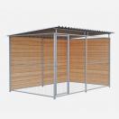Chenil d�angle en bois + panneaux grillage MKS - 3 m x 2 m