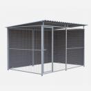 Chenil d�angle en composite WPC + panneaux grillage MKS - 3 m x 2 m