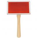Brosse carde m�tal manche bois pour chiens et chats