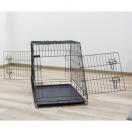 Cage de transport m�tal pliante pour chiens et chats avec pan inclin�